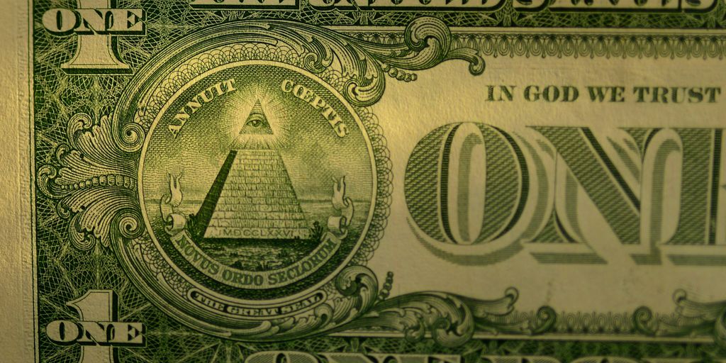 a close up of a one dollar bill