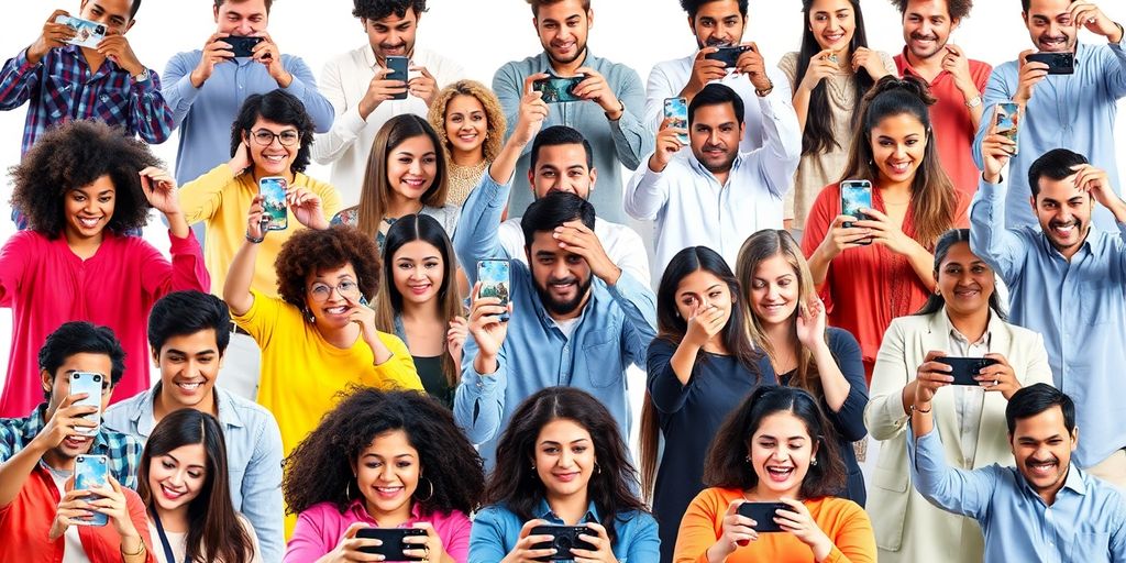 People sharing photos and videos.