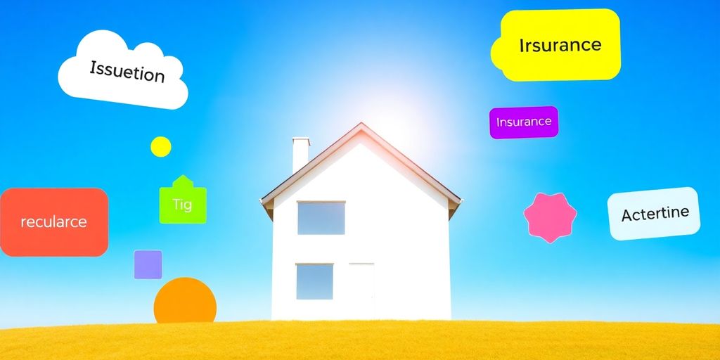 Casa con diferentes opciones de seguro alrededor.