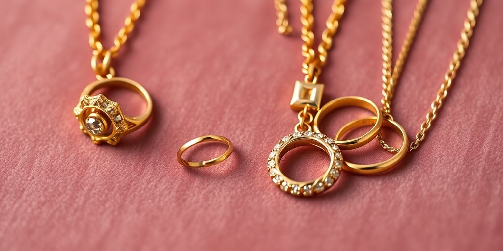 Bijoux en or sur un fond en velours.