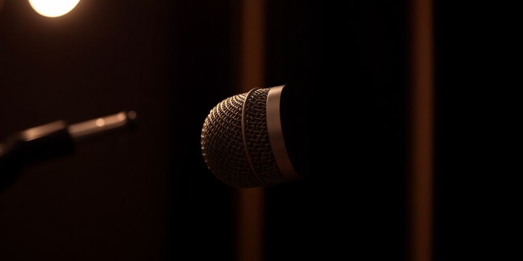 Un micrófono moderno capturando audio en un estudio.