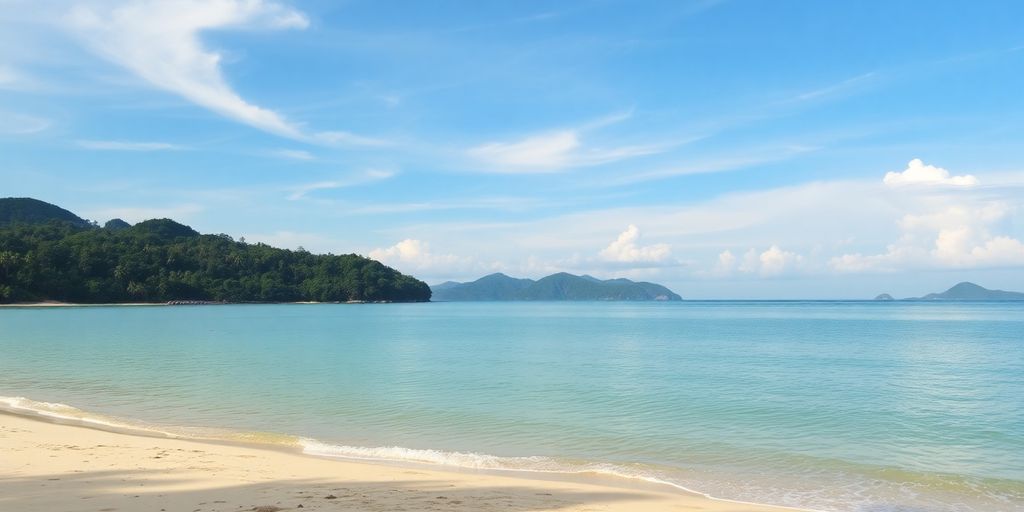 Tranquil Thai beach scene representing expat mental health care.