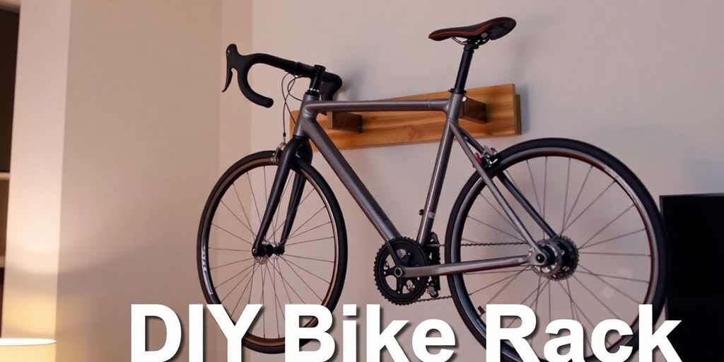 Stylish wooden bike rack holding a sleek bicycle.