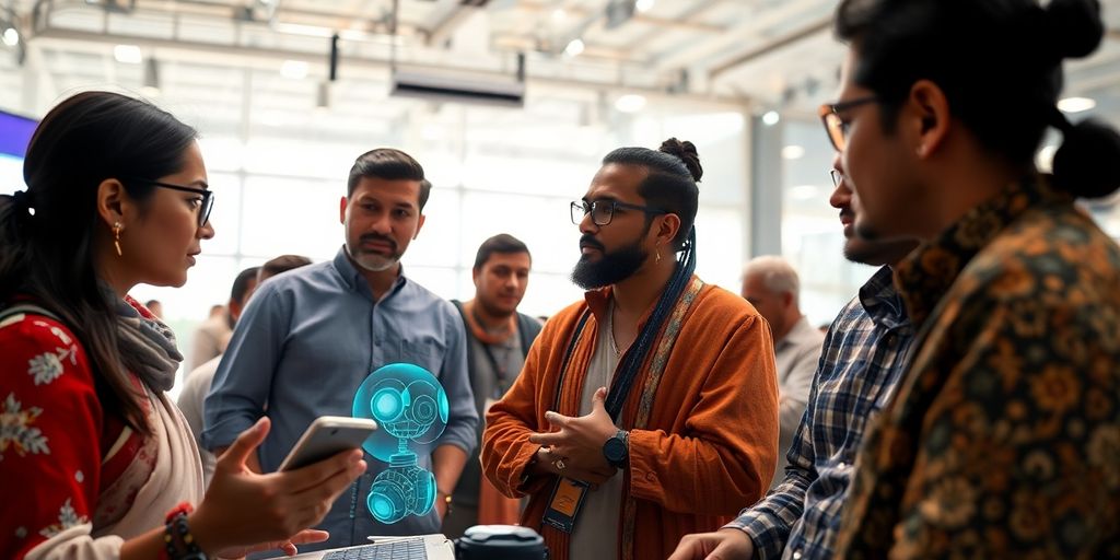 Grupo de pessoas discutindo sobre inteligência artificial.