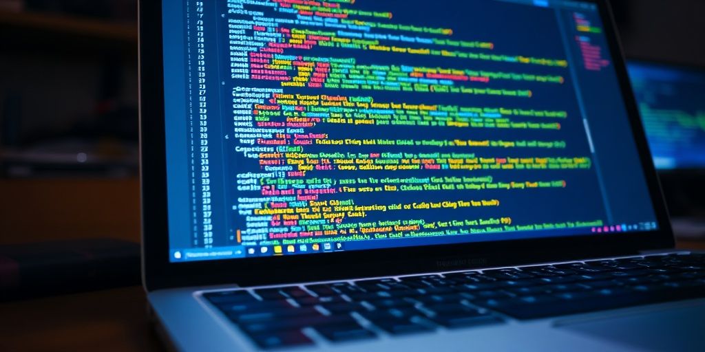Python coding interface with vibrant code.