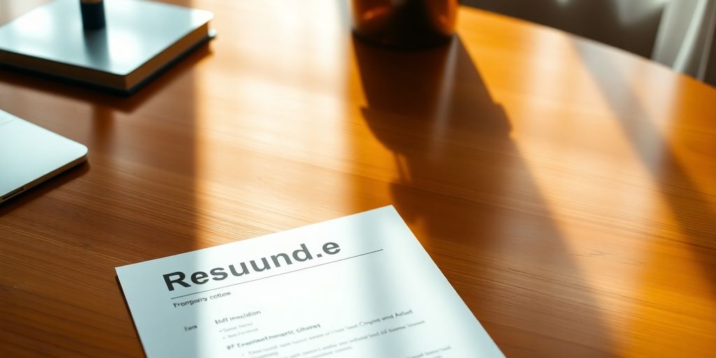 Clean, organized resume layout on a wooden desk.