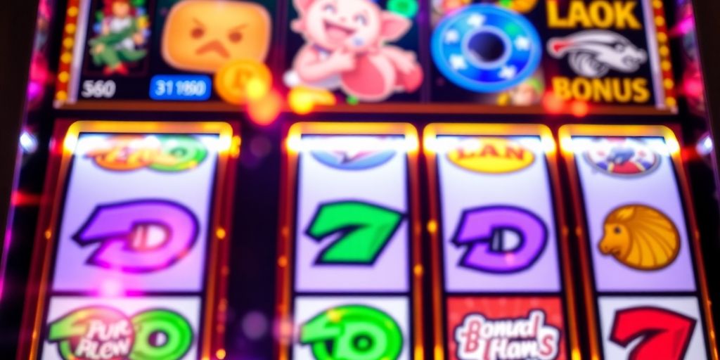 Slot machine with glowing bonus symbols.