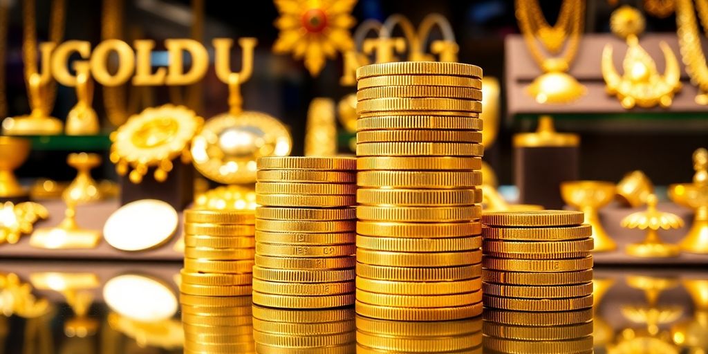 Pièces d'or et d'argent empilées avec élégance.