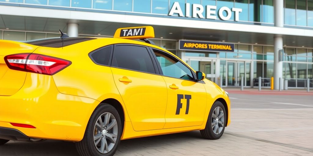 Professional taxi service at DFW airport terminal.