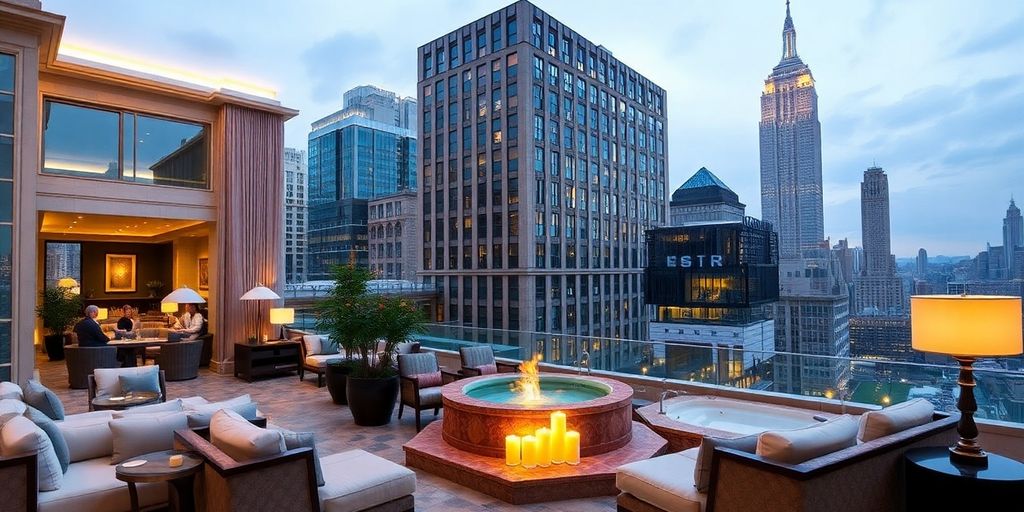 Luxurious hotel interior in New York City.