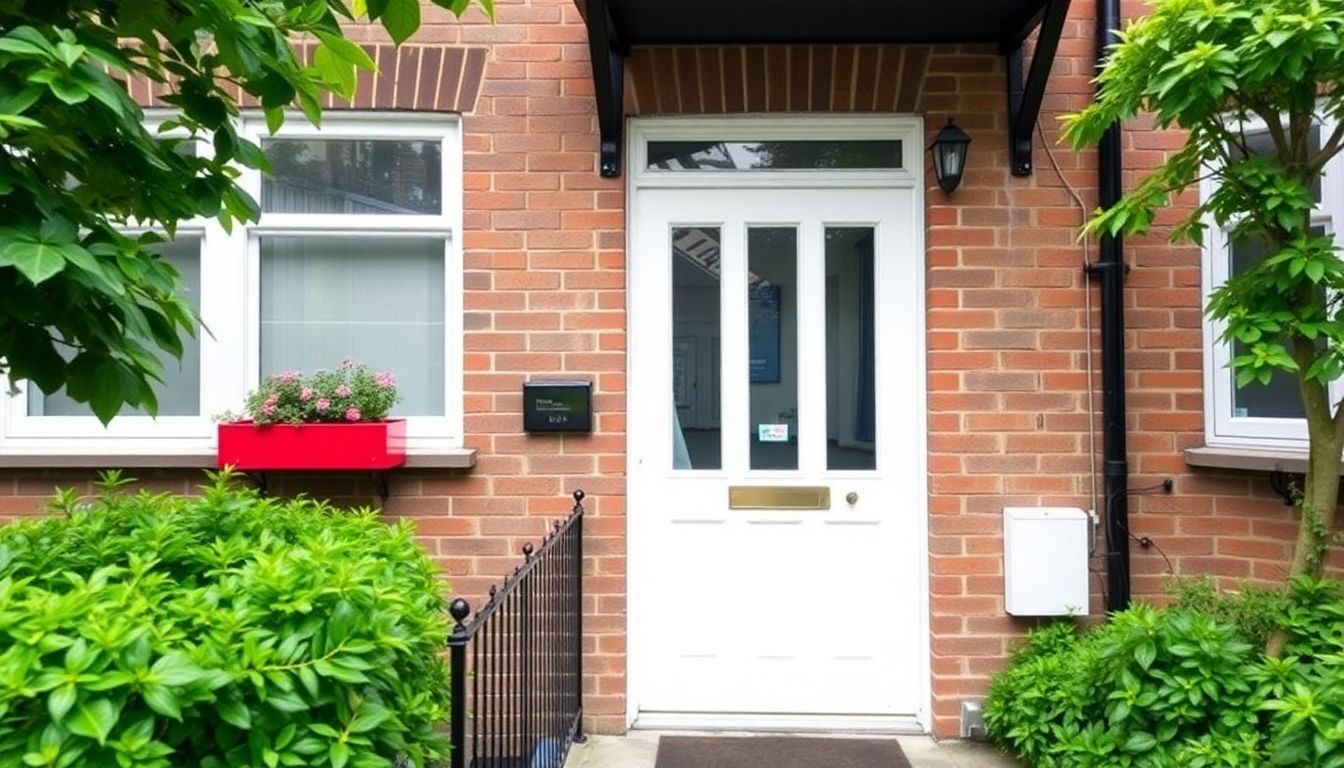 Well-maintained London flat with vibrant window boxes.