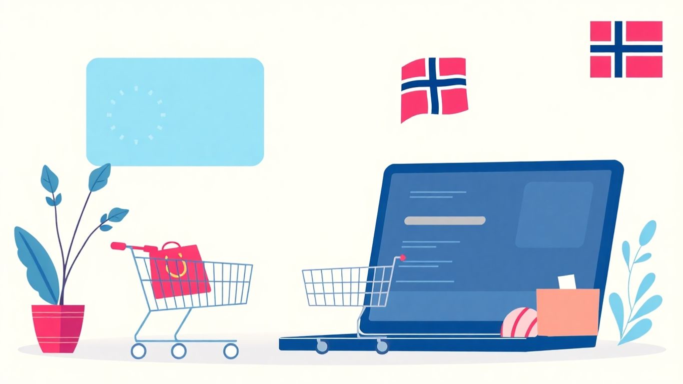 Moderne illustrasjon av netthandel i Norge