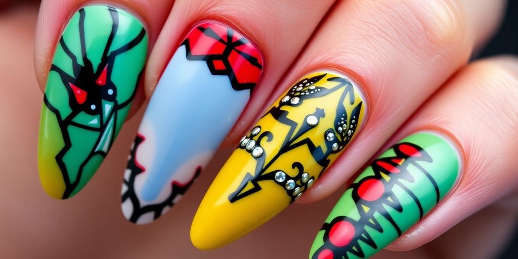 Unhas coloridas e estilosas inspiradas em Harry Styles.