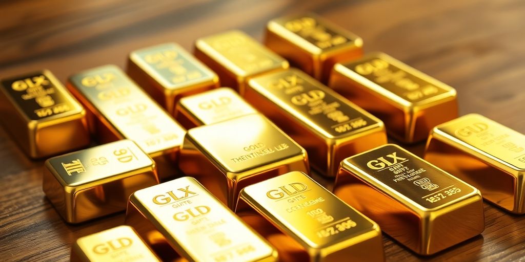Des lingots d'or sur une surface en bois.