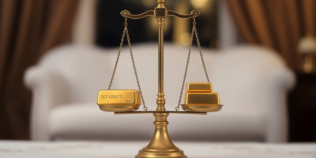 Balance entre lingots d'or pour héritiers.
