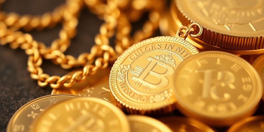 Bijoux en or et pièces de monnaie en héritage.