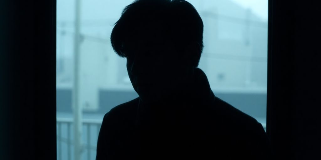Person looking thoughtfully out a window.