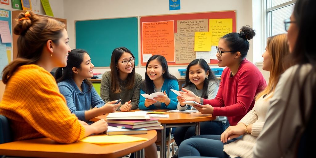 Students discussing motivation and emotion in a classroom setting.