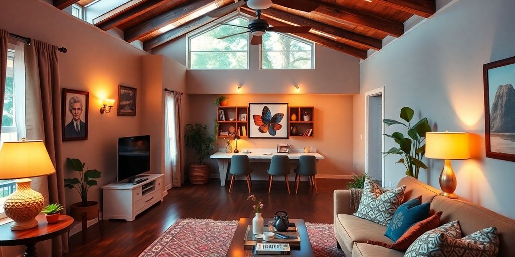 Welcoming interior of a well-decorated Airbnb property.