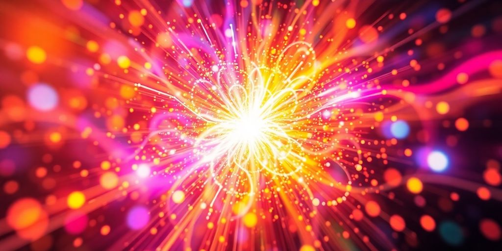 Abstract sparks and light trails connecting.