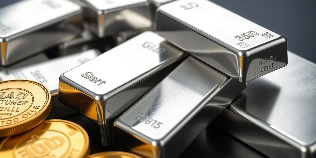 Lingots d'argent et pièces d'or.