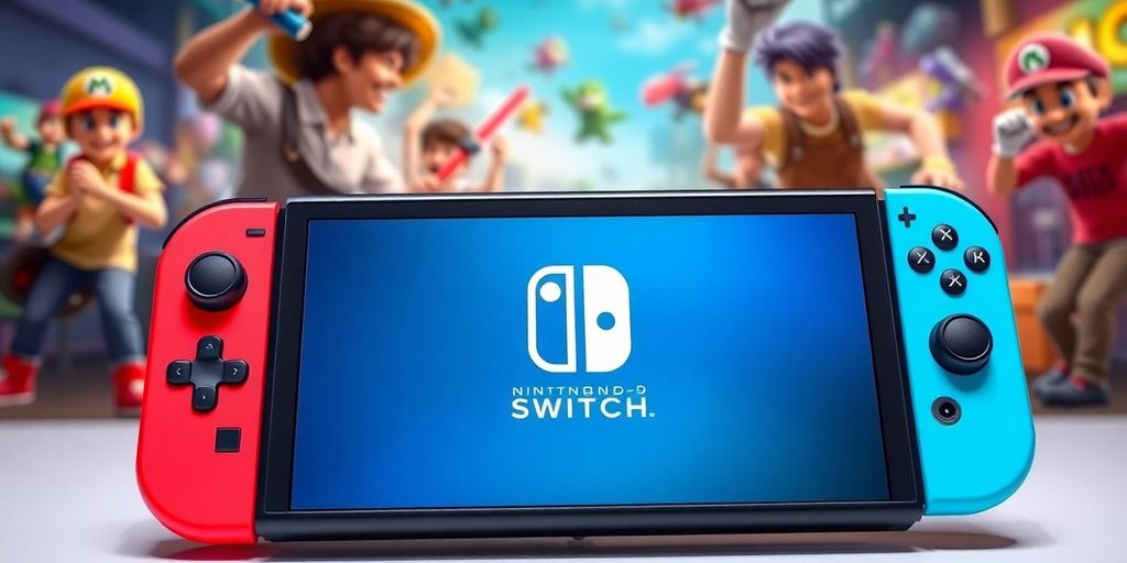 Console Nintendo Switch 2 avec manettes colorées.