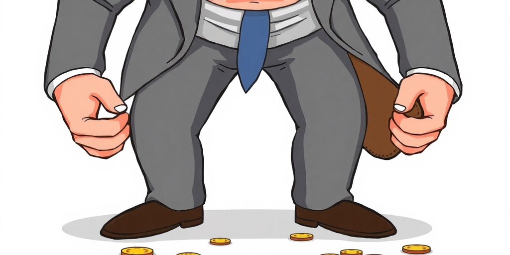 Man looking at wallet, empty pockets.