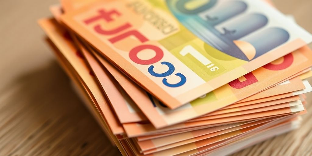Billets euros sur une table lumineuse
