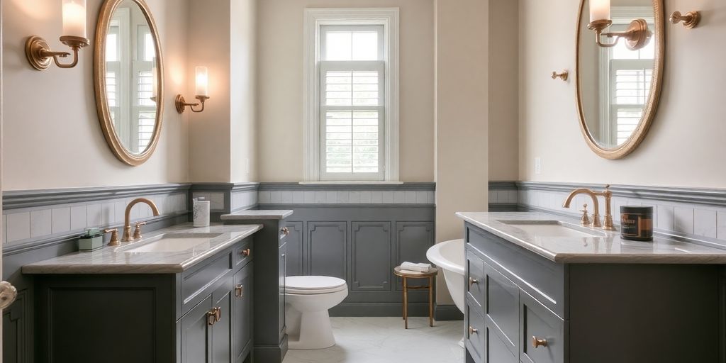 Luxurious bathroom with budget-friendly designer touches.