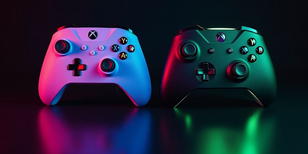 Vergleich von PlayStation und Xbox Controllern.