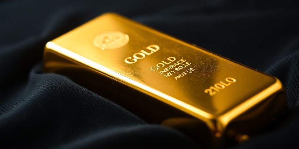 Un lingot d'or sur un tissu en velours noir.