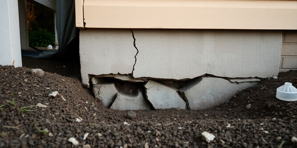 Cracked foundation of a house in San Marcos.