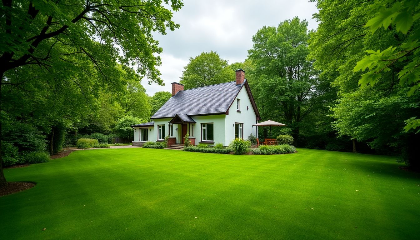 Irish house with trees enhancing property value.