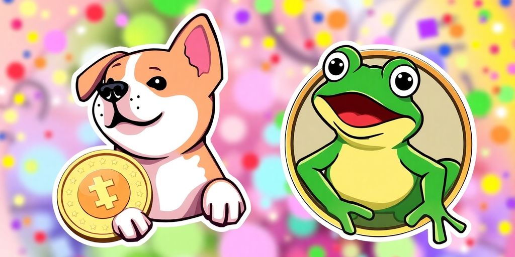 Imagens do Baby Doge e Pepe Coin.