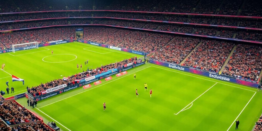 Crowd at an Eredivisie soccer match in a stadium.