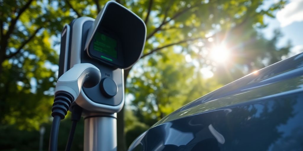 Electric vehicle charging station in Brookline, MA.