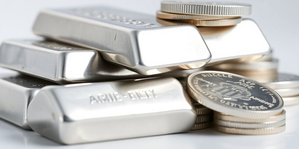 Lingots et pièces d'argent de différentes puretés