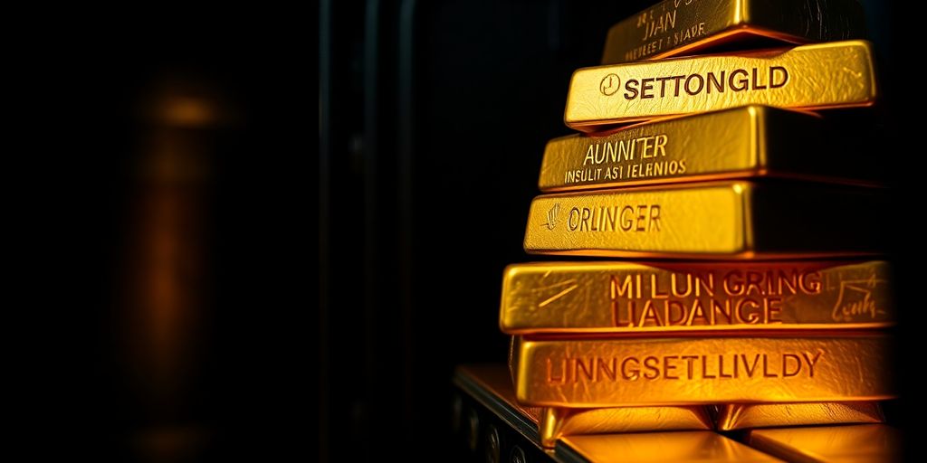 Des lingots d'or empilés dans un coffre-fort.