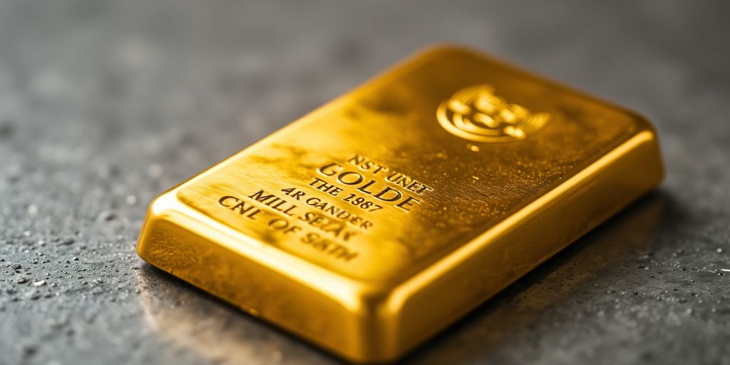 Lingot d'or sur une surface texturée.