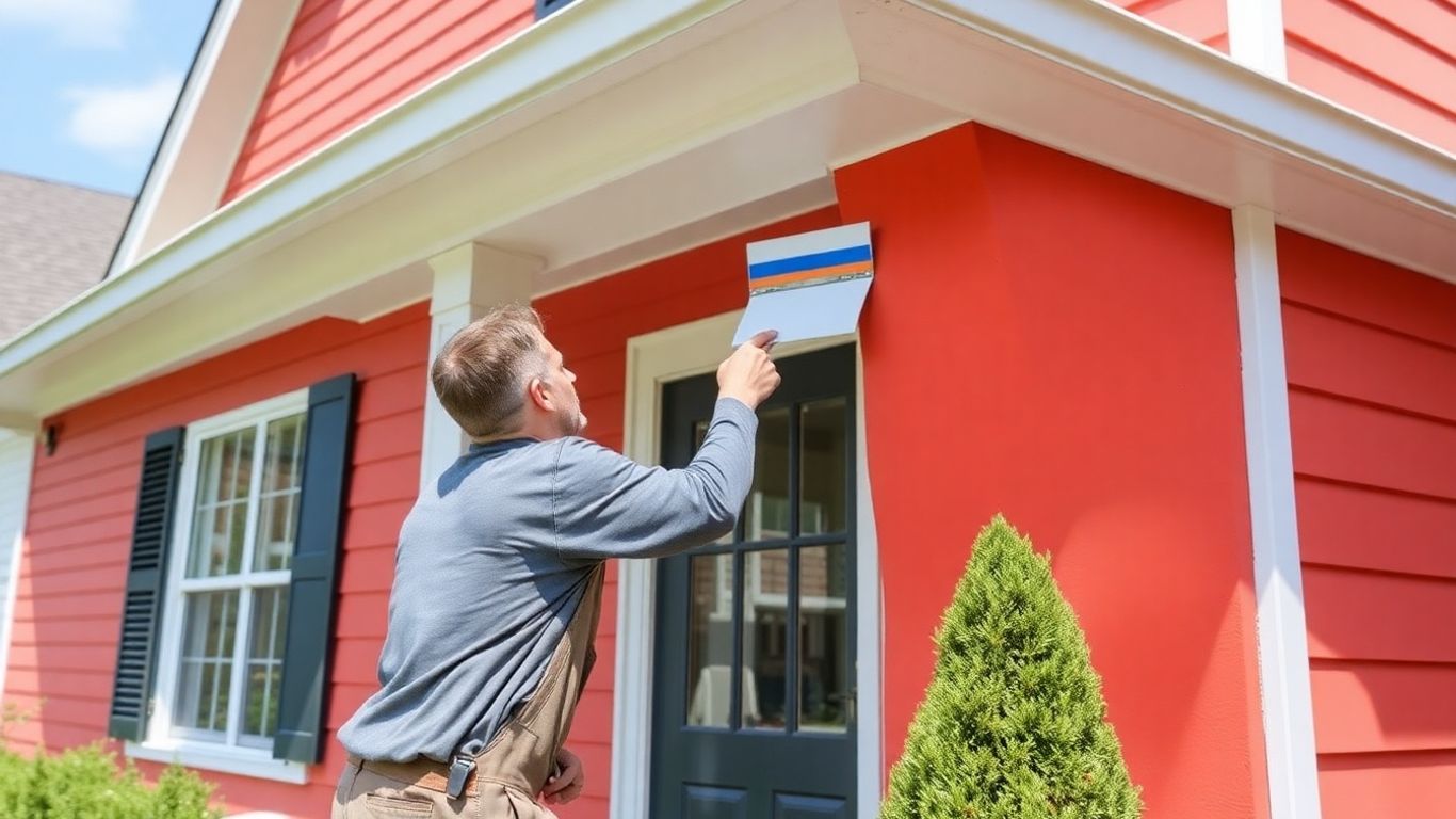 Professional painter applying quality exterior house paint.