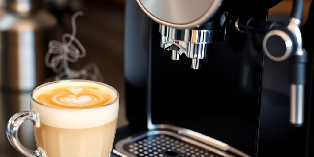 Casabrews espresso machine making a latte.