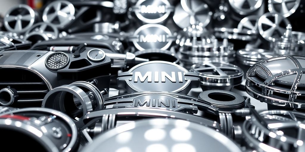 High-quality MINI car parts arranged neatly.