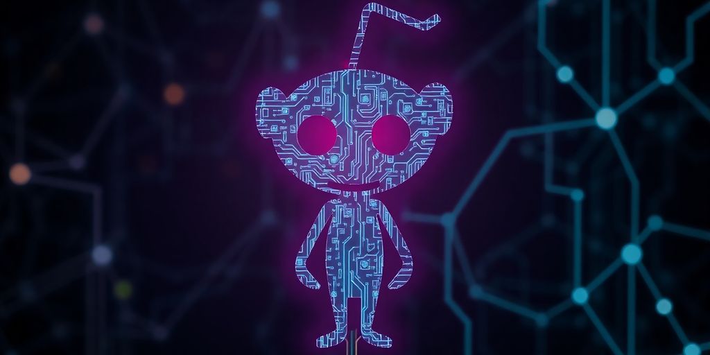 Reddit logo with tech support icons.