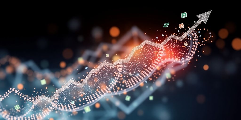 Financial growth diagram with upward trend.