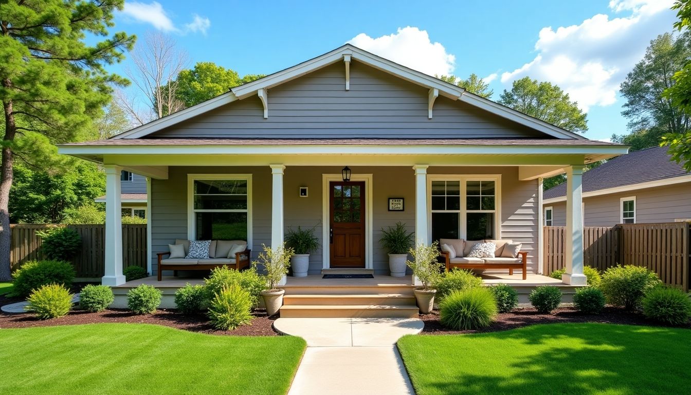 A charming house with a beautiful garden and porch.