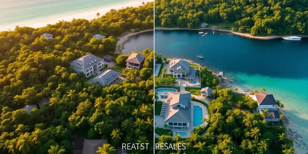 Aerial view of Koh Samui's beaches and luxury villas.