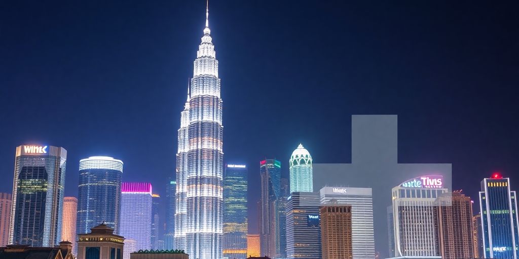 Kuala Lumpur skyline with medical cross overlay
