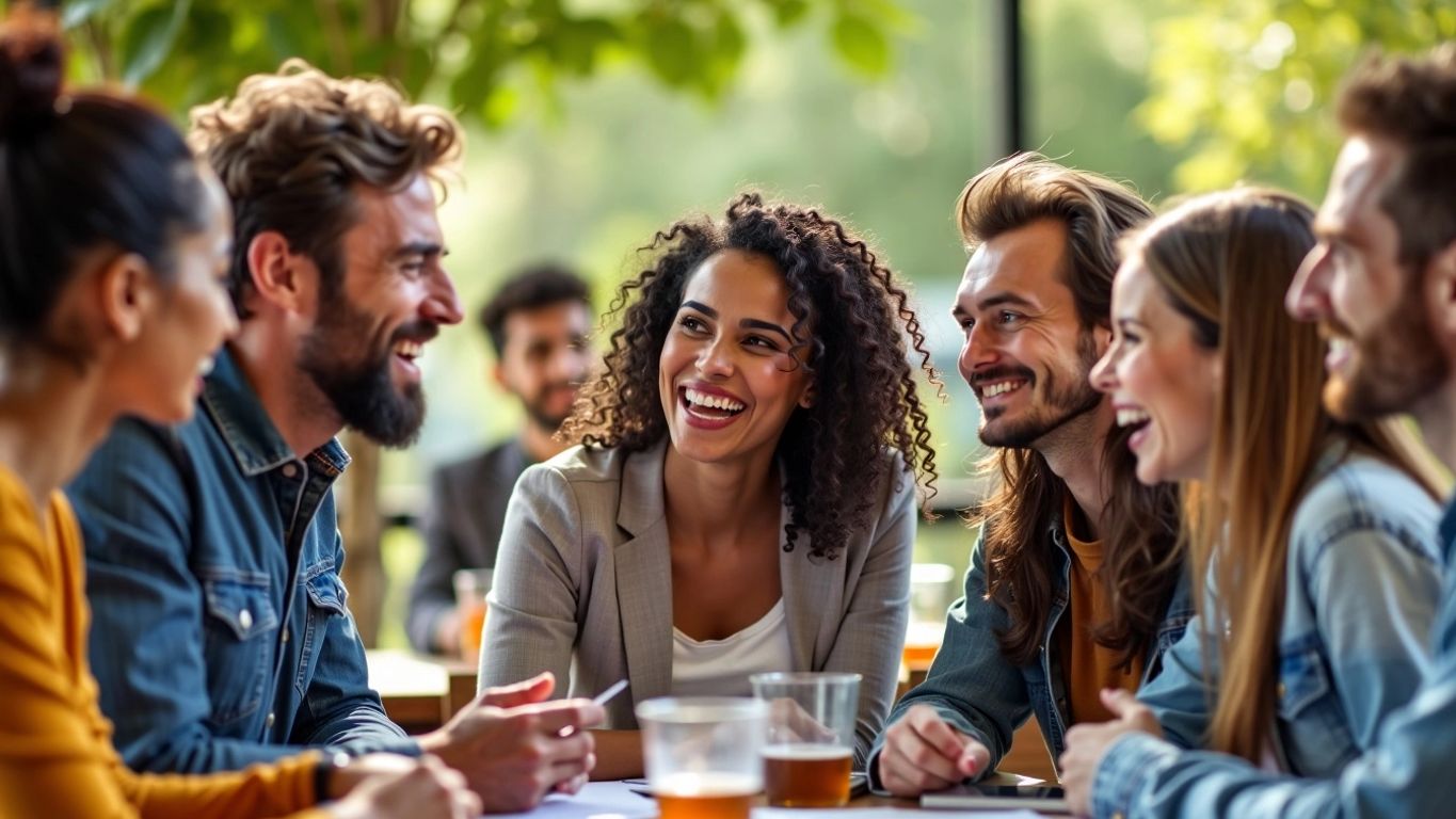 People showing emotions in a lively conversation.