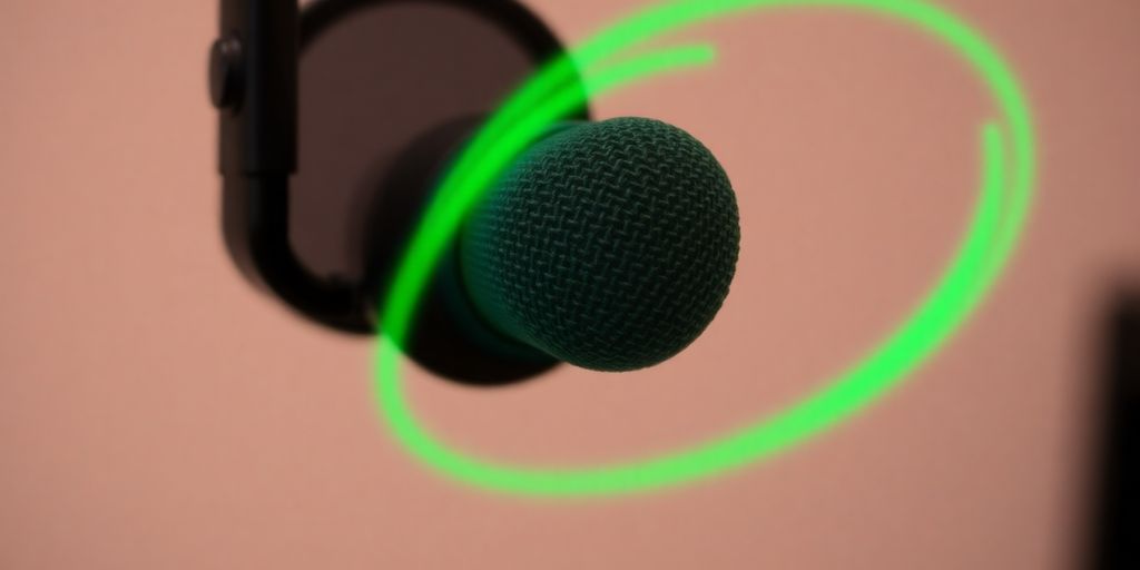 Podcast microphone with Spotify logo subtly integrated.