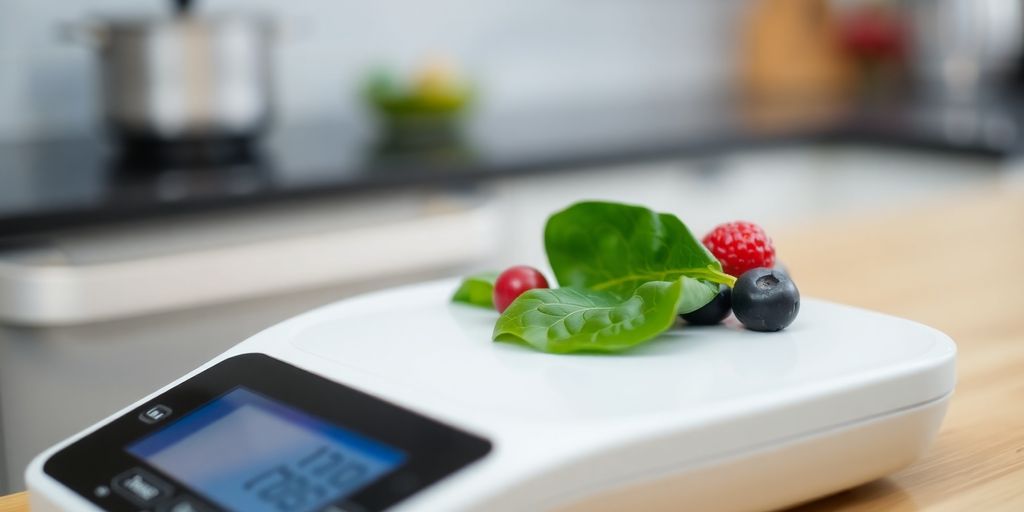 Minimal healthy food on scale.